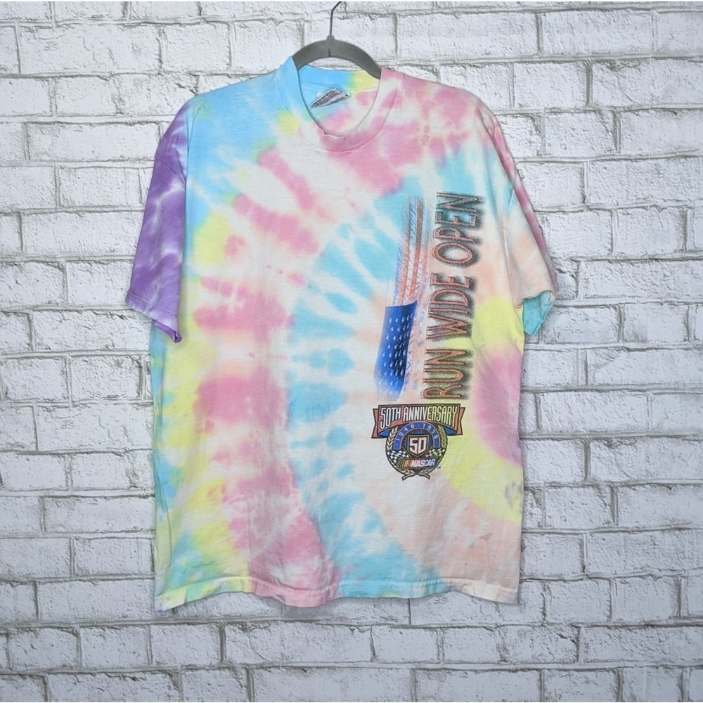 Vtg Nascar Double Sided Custom Tie Dye Vintage Racing Upcycle XL Shirt